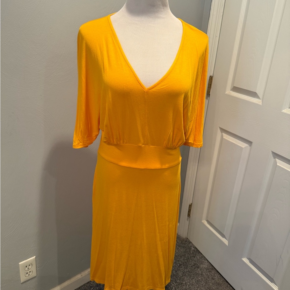 Vibrant Yellow V-Neck Dress